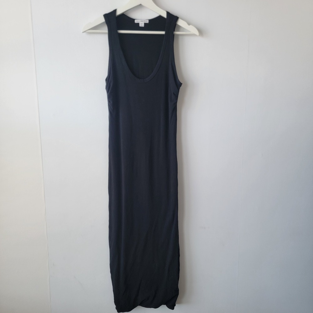 James Perse Black Sleeveless Midi Tank Dress